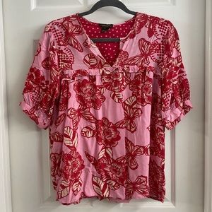 Flower print short sleeve top